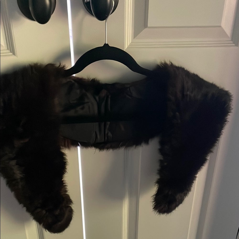 Vintage Brown real Fur Wrap collar